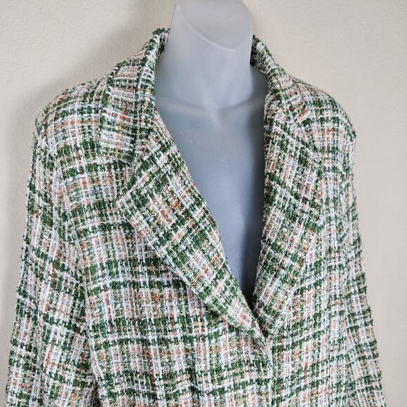 Anthropologie POL Evie Boucle Tweed Jacket S Blazer Woven Overcoat Plaid Cottage - Picture 3 of 16